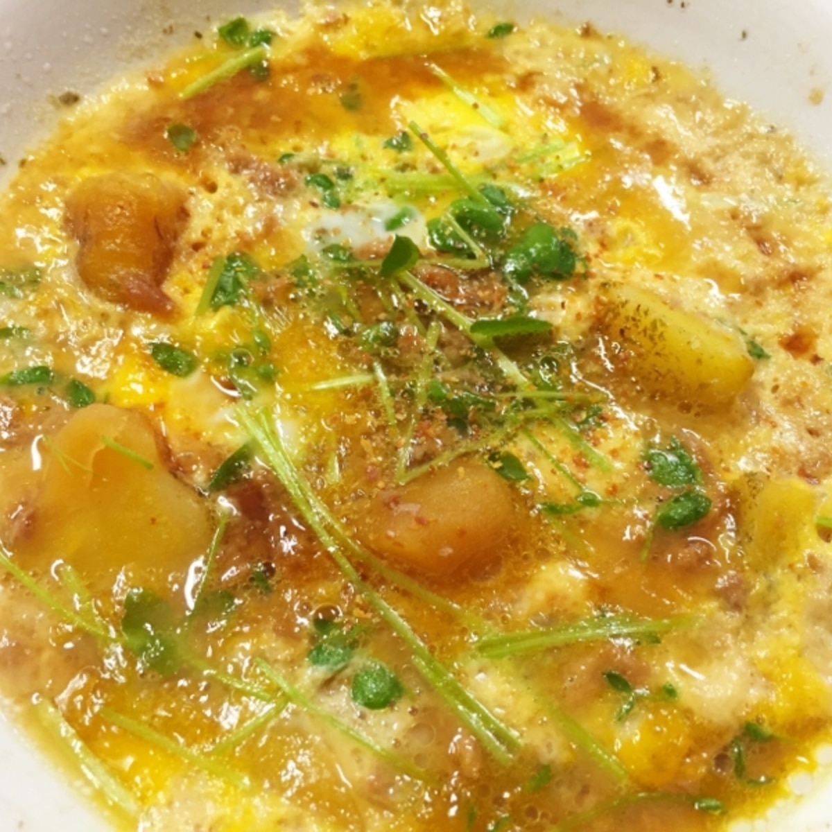 リメイク カンタン肉じゃがの卵とじ レシピ 作り方 By たかまさ 楽天レシピ